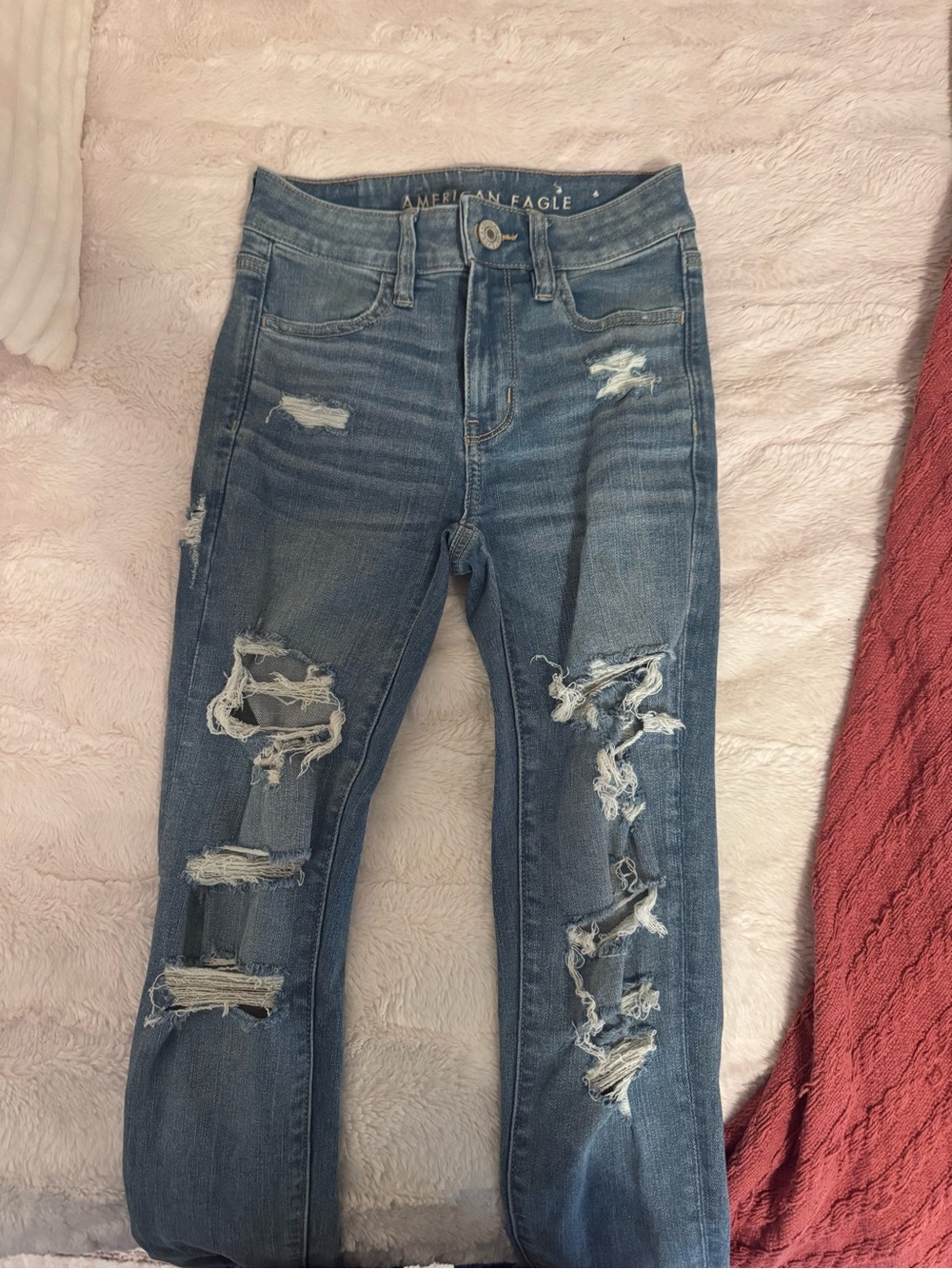 American Eagle Outfitters Women's Distressed Light Blue Skinny Jeans